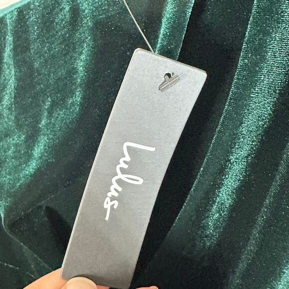 LULUS Candlelit Date Forest Green Velvet One-Shoulder Bodycon Dress Womens S NWT - Picture 9 of 12